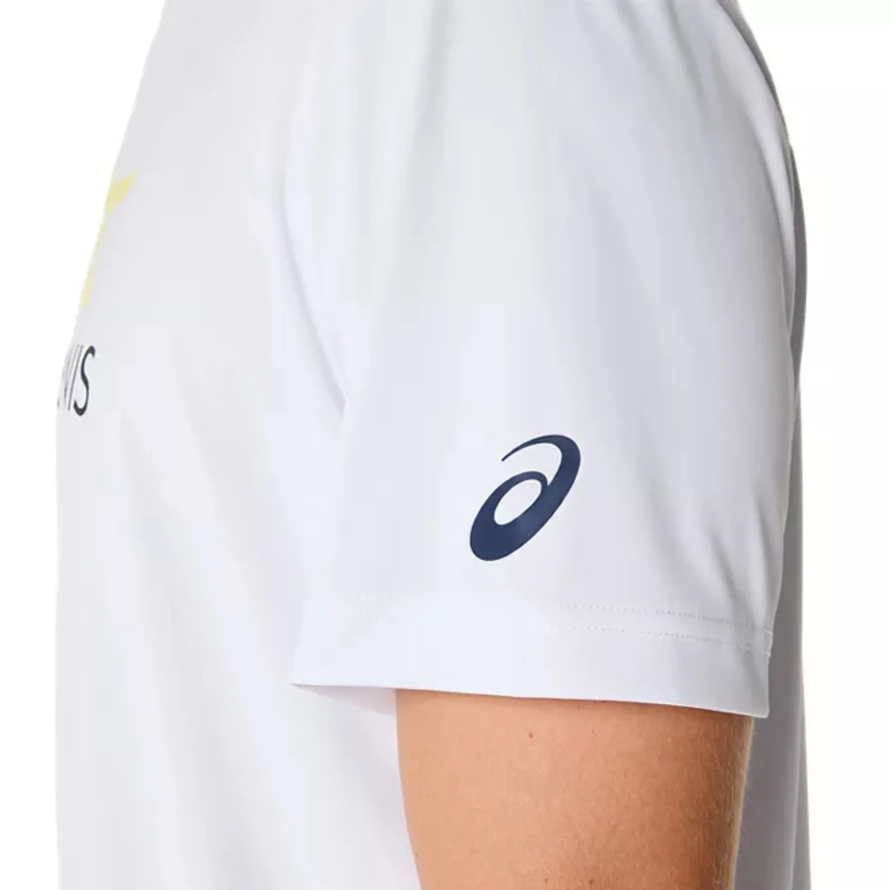 EthicalProduction FunctionalPockets Asics Men Court Graphic Tee - Brilliant White/Huddle Yellow