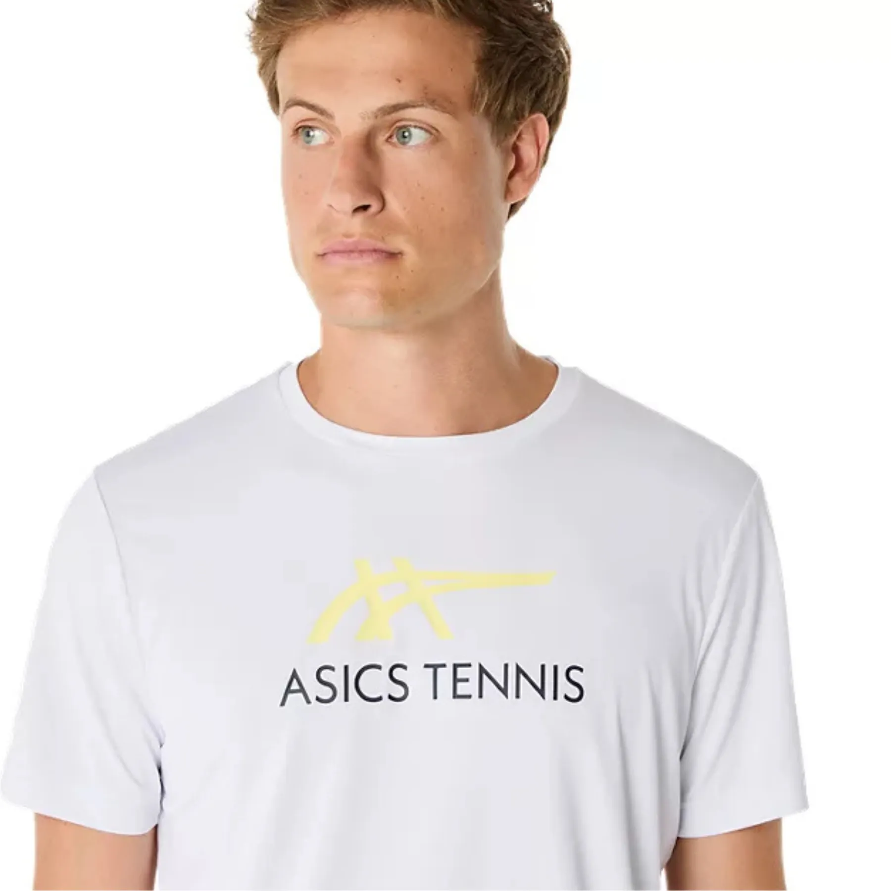 Asics Men Court Graphic Tee - Brilliant White/Huddle Yellow hypoallergenic Non Shrink Material