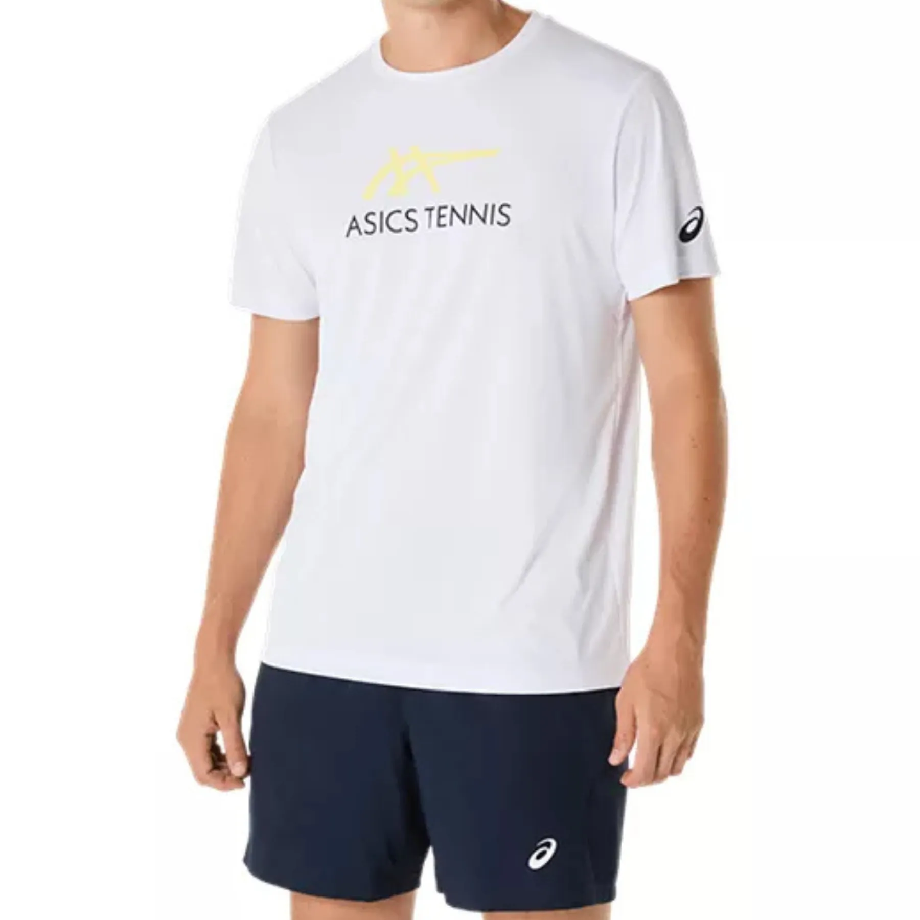 Recommended Short Sleeve Asics Men Court Graphic Tee - Brilliant White/Huddle Yellow