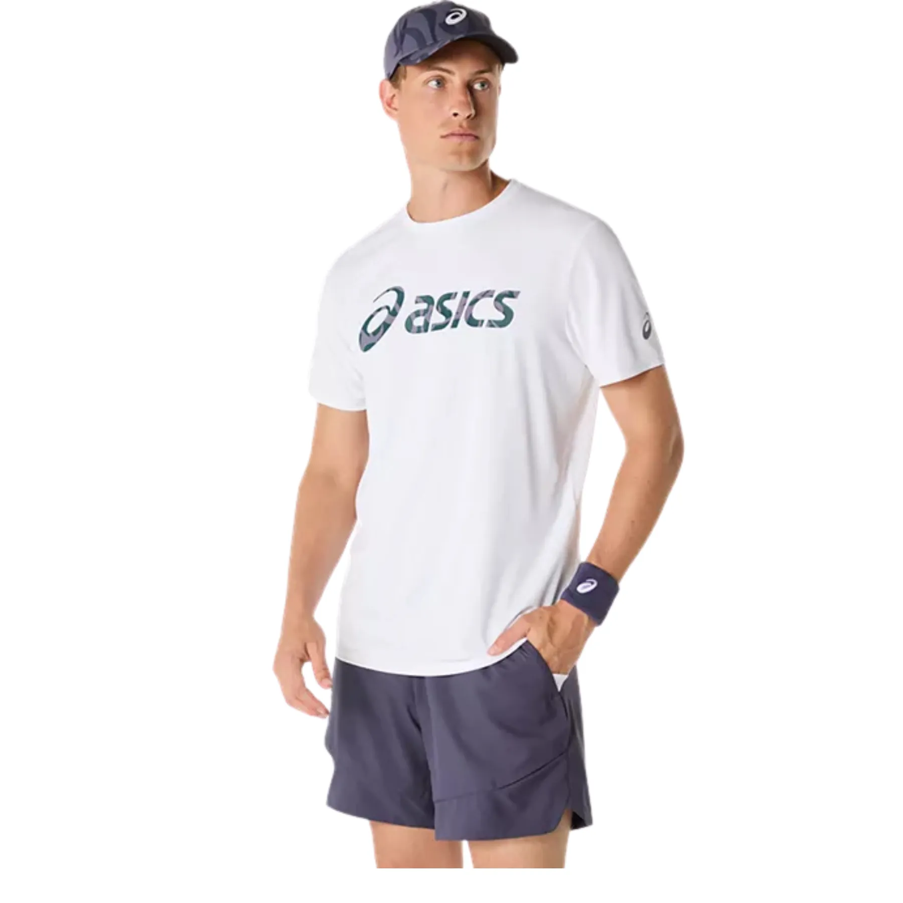 Asics Match Seasonal Graphic Mens Tee - Brilliant White Oversized Cut Subtle Details