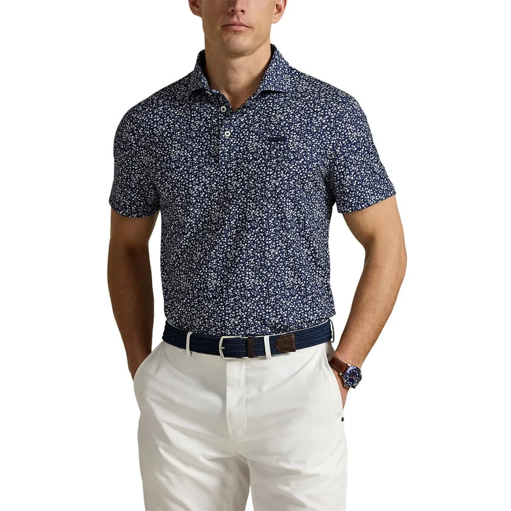 premium design Travel Ready RLX Ralph Lauren Printed Lightweight Airflow Golf Polo Shirt - Micro Toss Floral Refined Navy