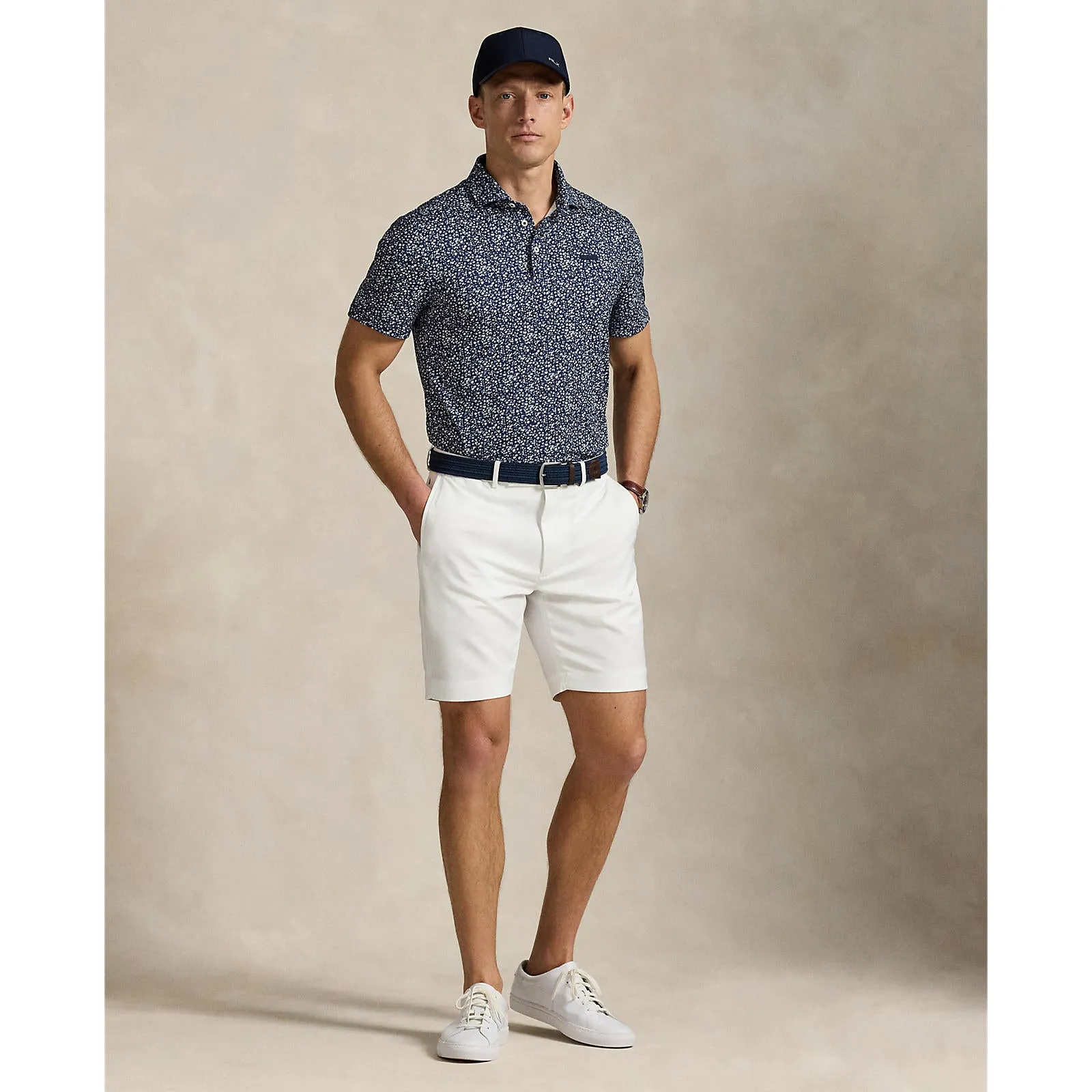 Essential Comfort RLX Ralph Lauren Printed Lightweight Airflow Golf Polo Shirt - Micro Toss Floral Refined Navy