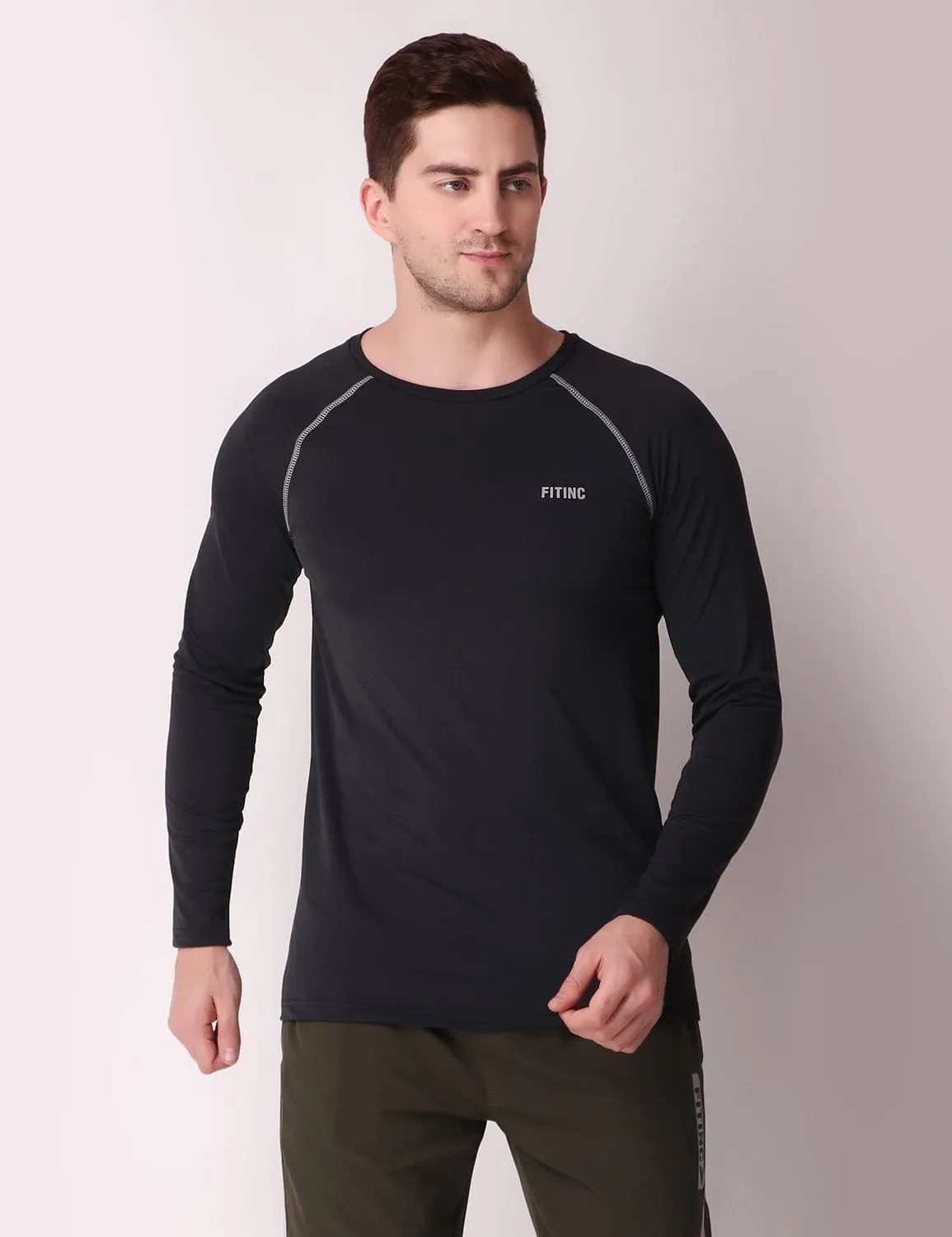 Urban Fashion Slim Style Dryfit Stretch Full-Sleeve T-Shirt - Black