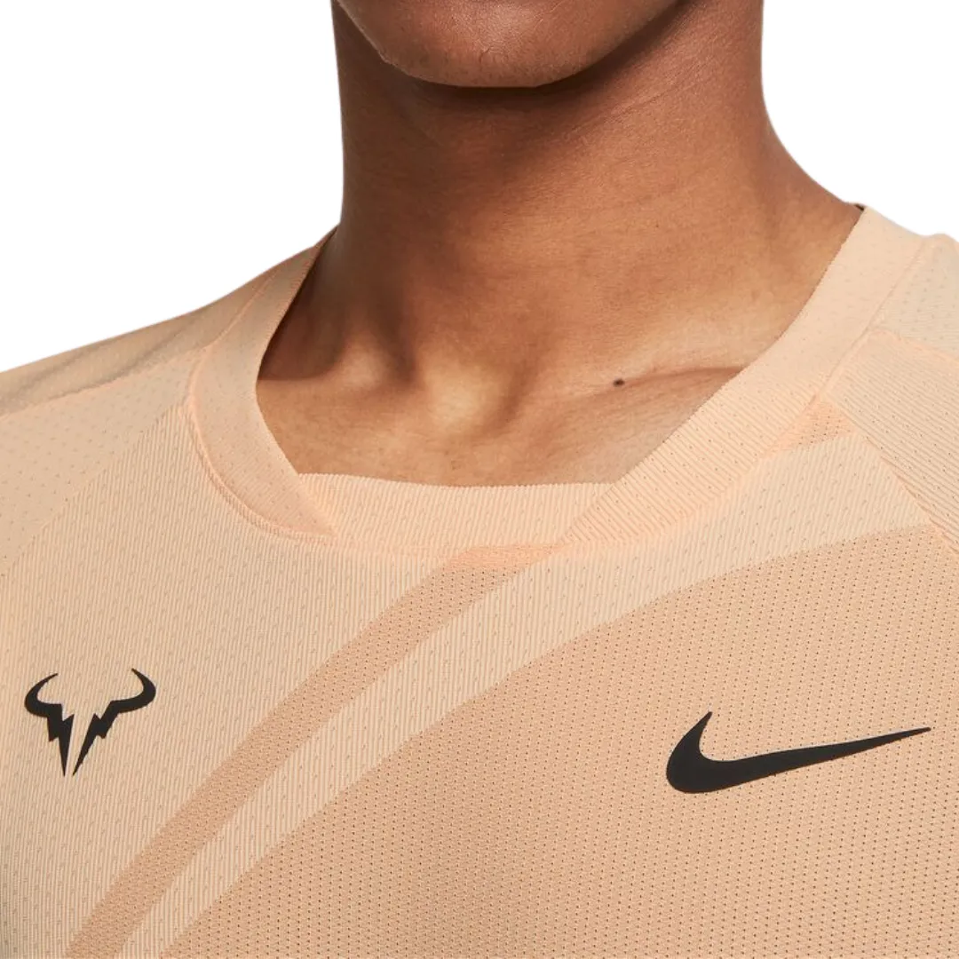 Fresh Trend Lint Resistant Surface Nike Rafa Men  Dri-Fit ADV Short-Sleeve Tennis Top - Ice Peach/Black