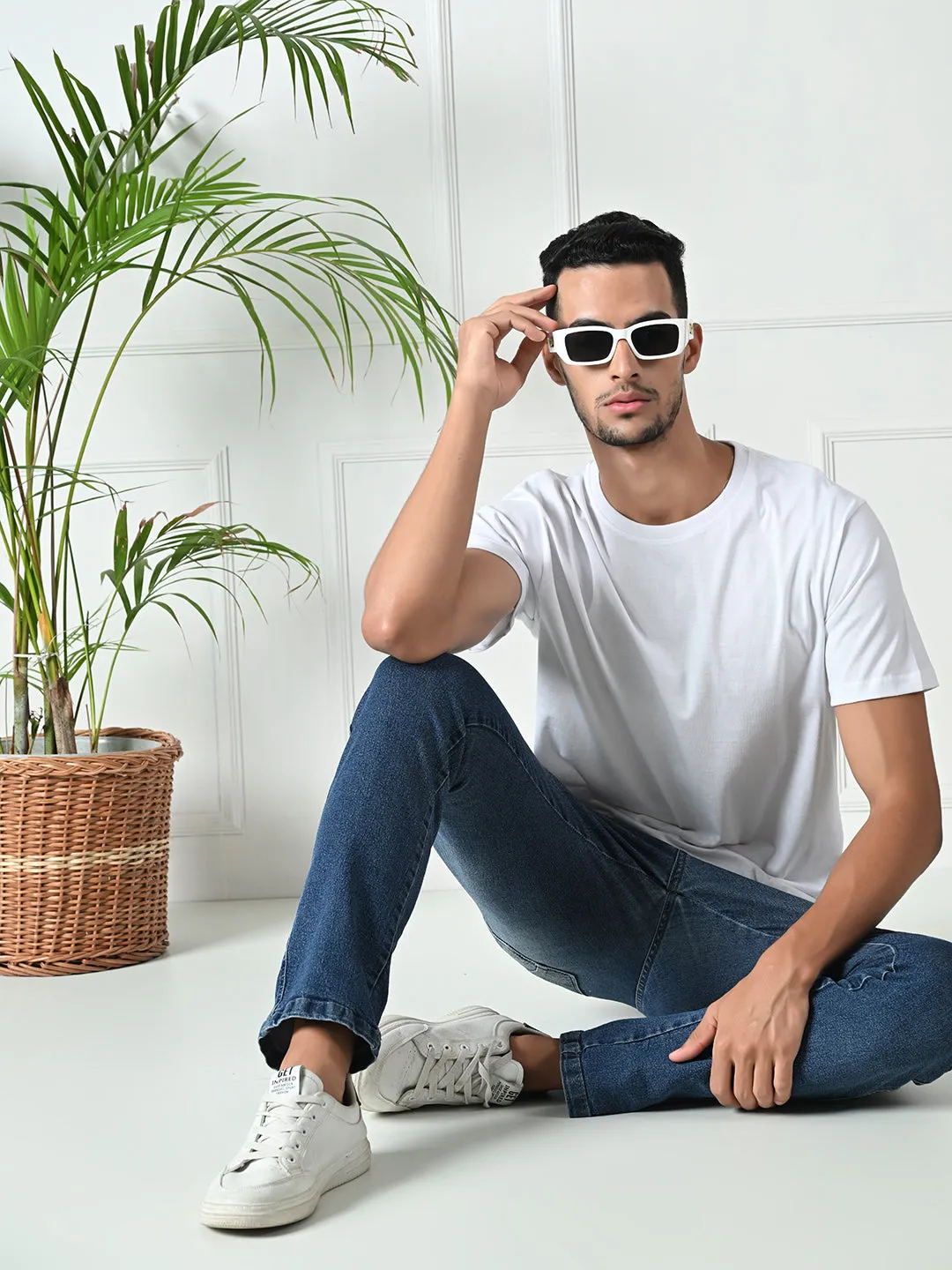 Office Casual Timeless Layering Comfy 100% Cotton Solid Regular Fit Tee - Melange Grey