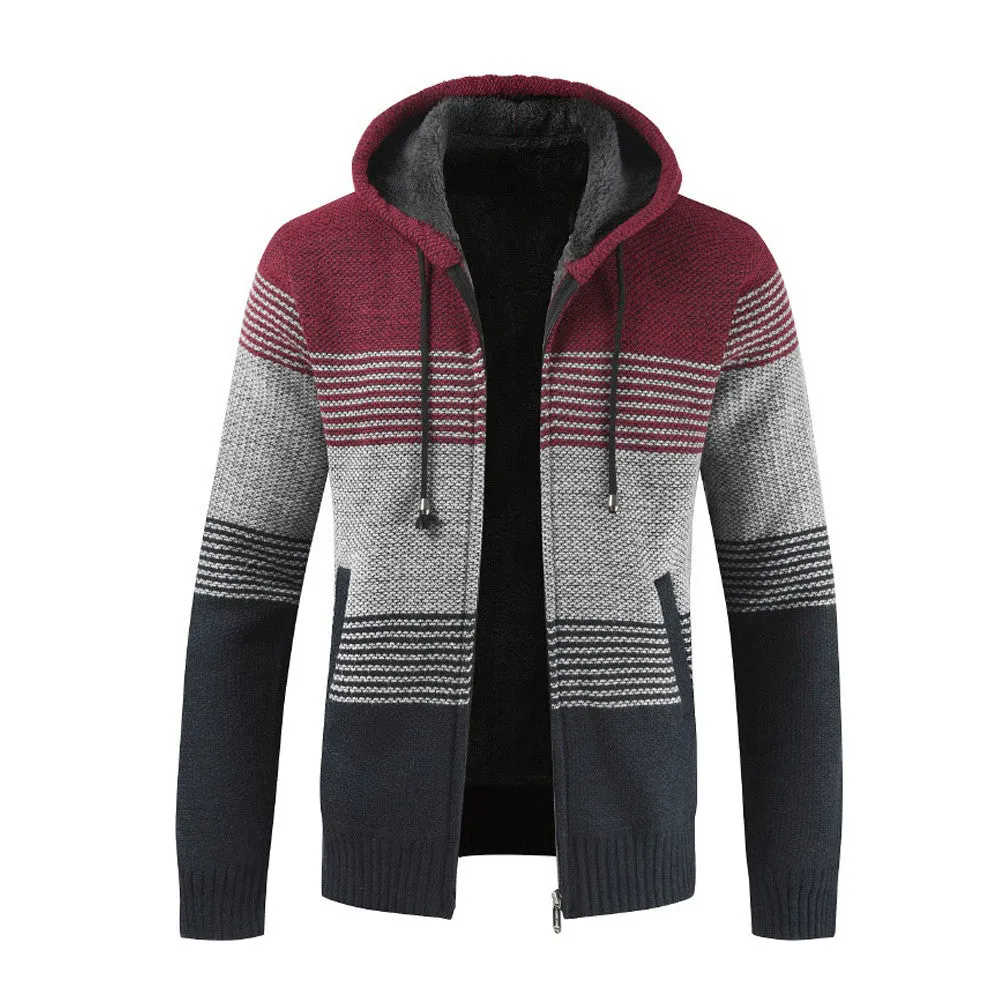 Fall West Louis? Striped Knitting Zipper Hoodie