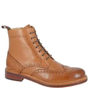 Handcrafted Detailing Genuine Leather Upper Woodland 7 Eyelet Brogue Zip Ankle Boots