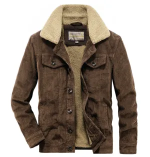 West Louis? Winter Warm Corduroy Denim Jacket DoubleStitched