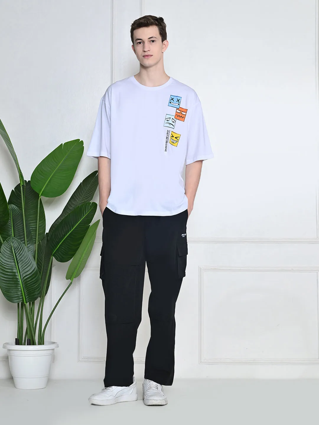 Everyday 100% Cotton BoxFaces T-shirt ?C White TaglessCollar