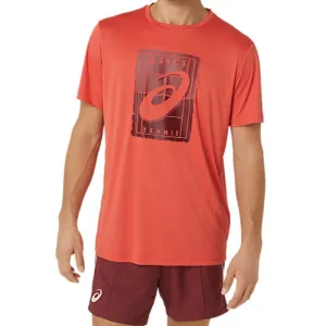 Cashmere combination MultiPly Fabric Asics Mens Court GS Graphic Tee - Red Snapper