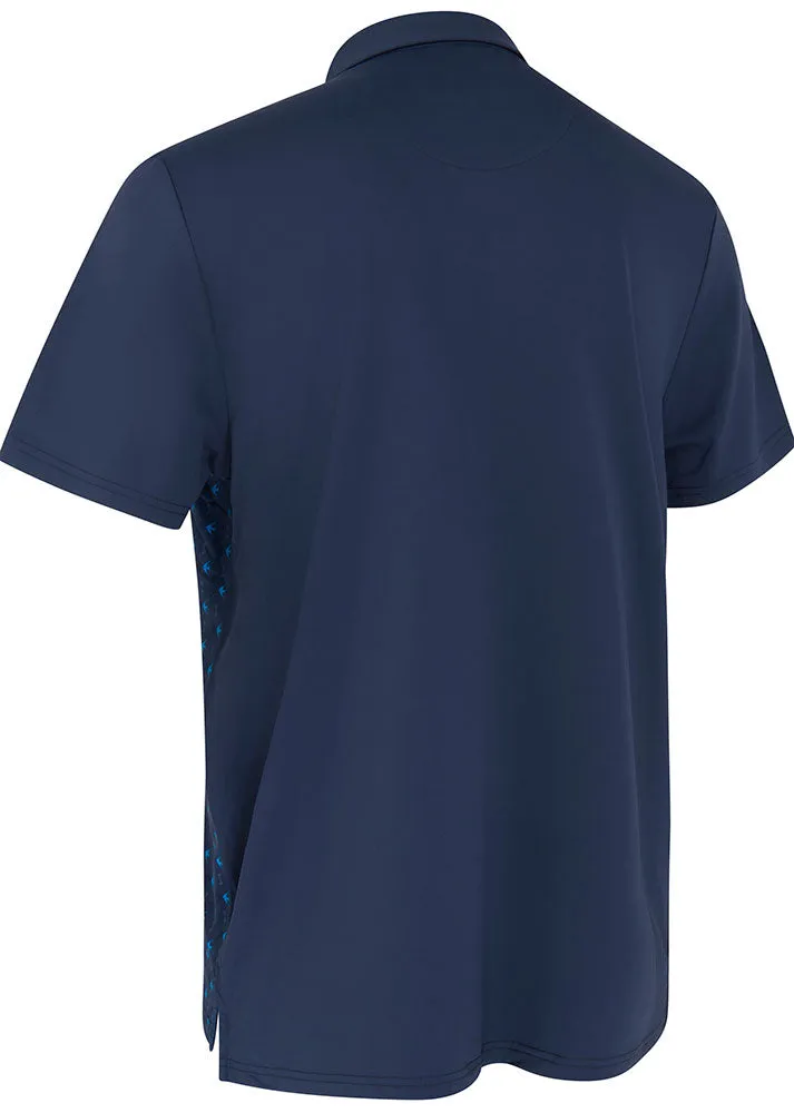 Original Penguin Mens 50's Novelty Print Color Block Polo - BLACK IRIS Comfortable Appearance Fitted Top