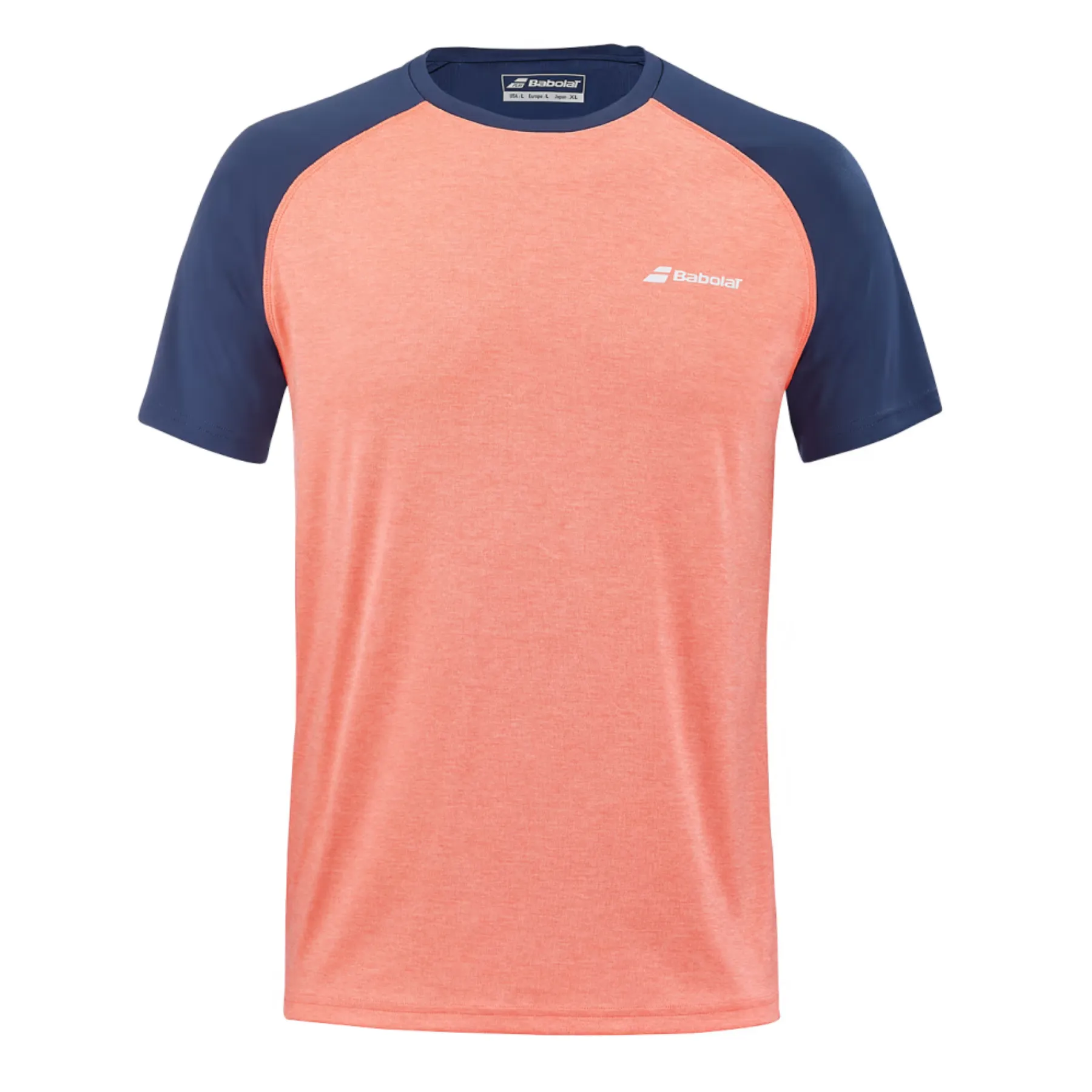 Babolat Play Crew Neck Men Tee  - Fluro Strike/Estate Blue Light Breeze Comfy Vibe