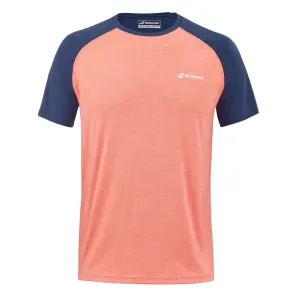 Breathable Stretch Babolat Play Crew Neck Men Tee  - Fluro Strike/Estate Blue