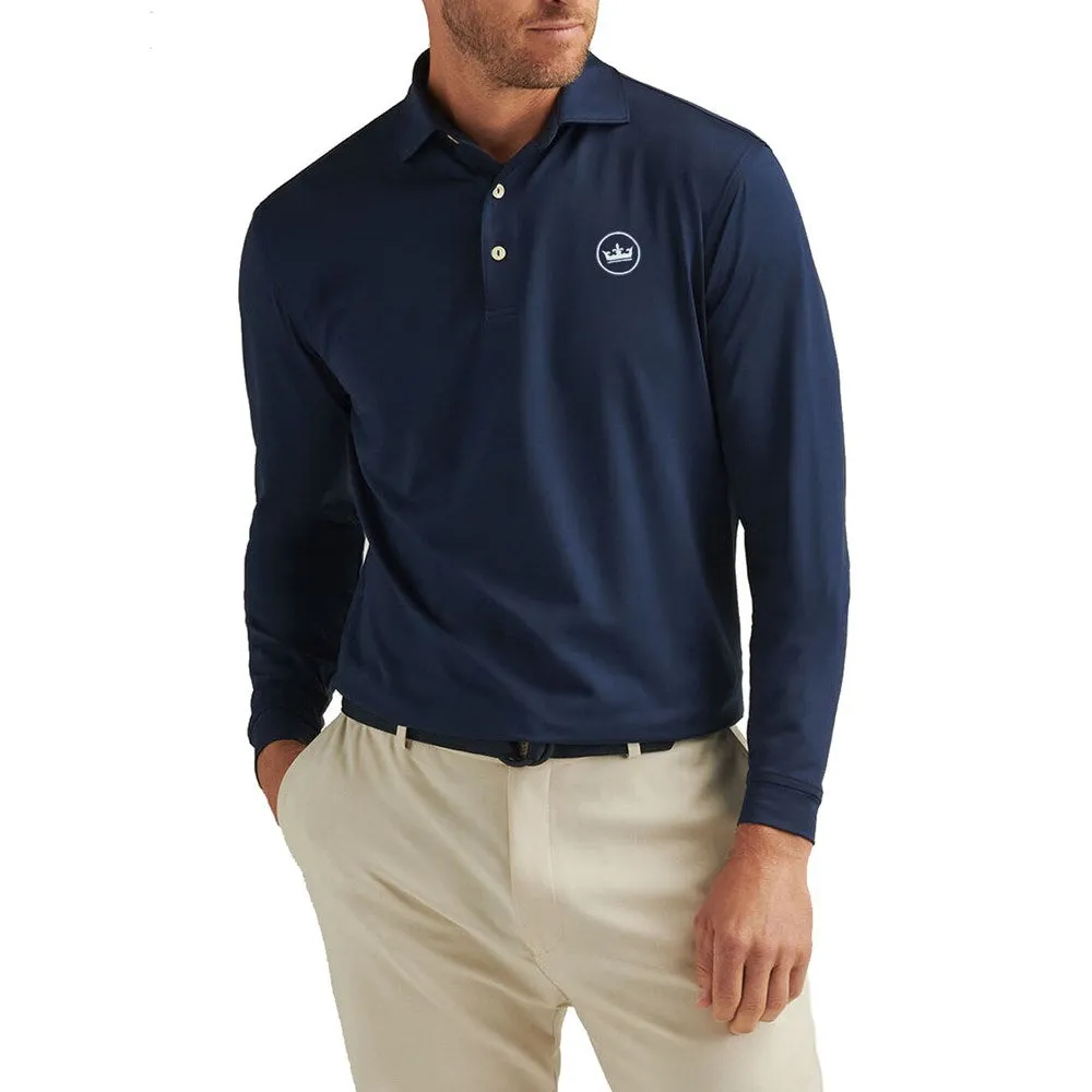 Yarn Dyed Collar Summer Golf Peter Millar Performance Stretch Jersey Long Sleeve Golf Shirt - Navy