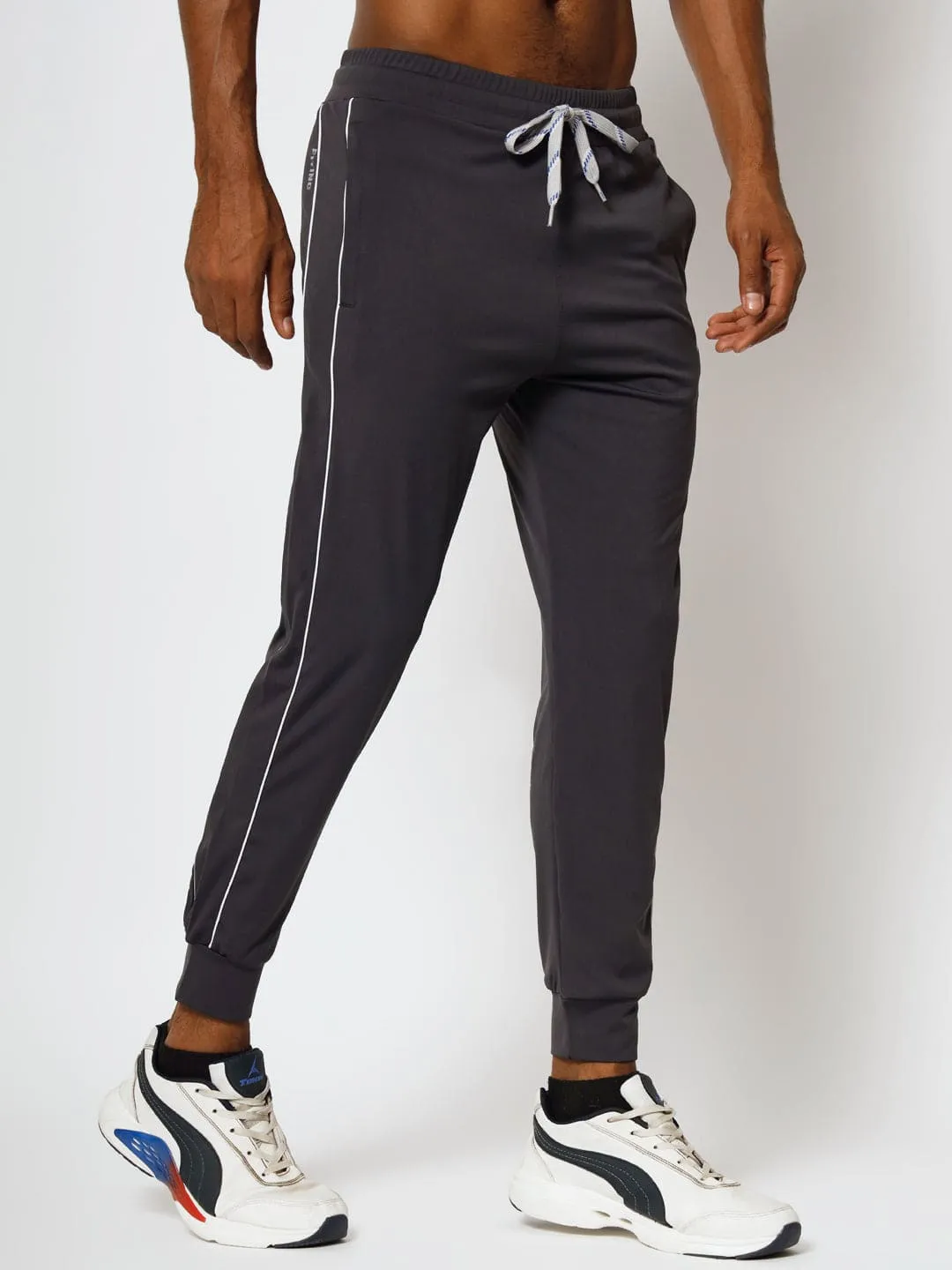 Tapered Jogger with Pockets - Dark Grey Twill Weave Texture Timeless Utility