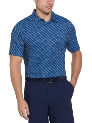Optimal Airflow Texture Snap Button Closure Mens Chevron Twill Print Polo
