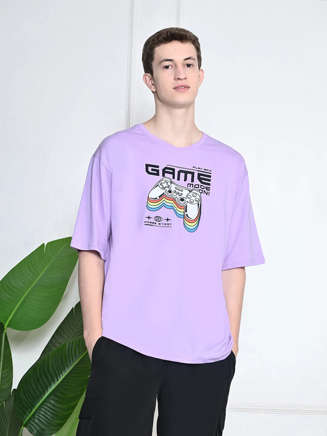 Bright Color Fun and Playful Everyday 100% Cotton Gaming T-shirt ?C Lavender