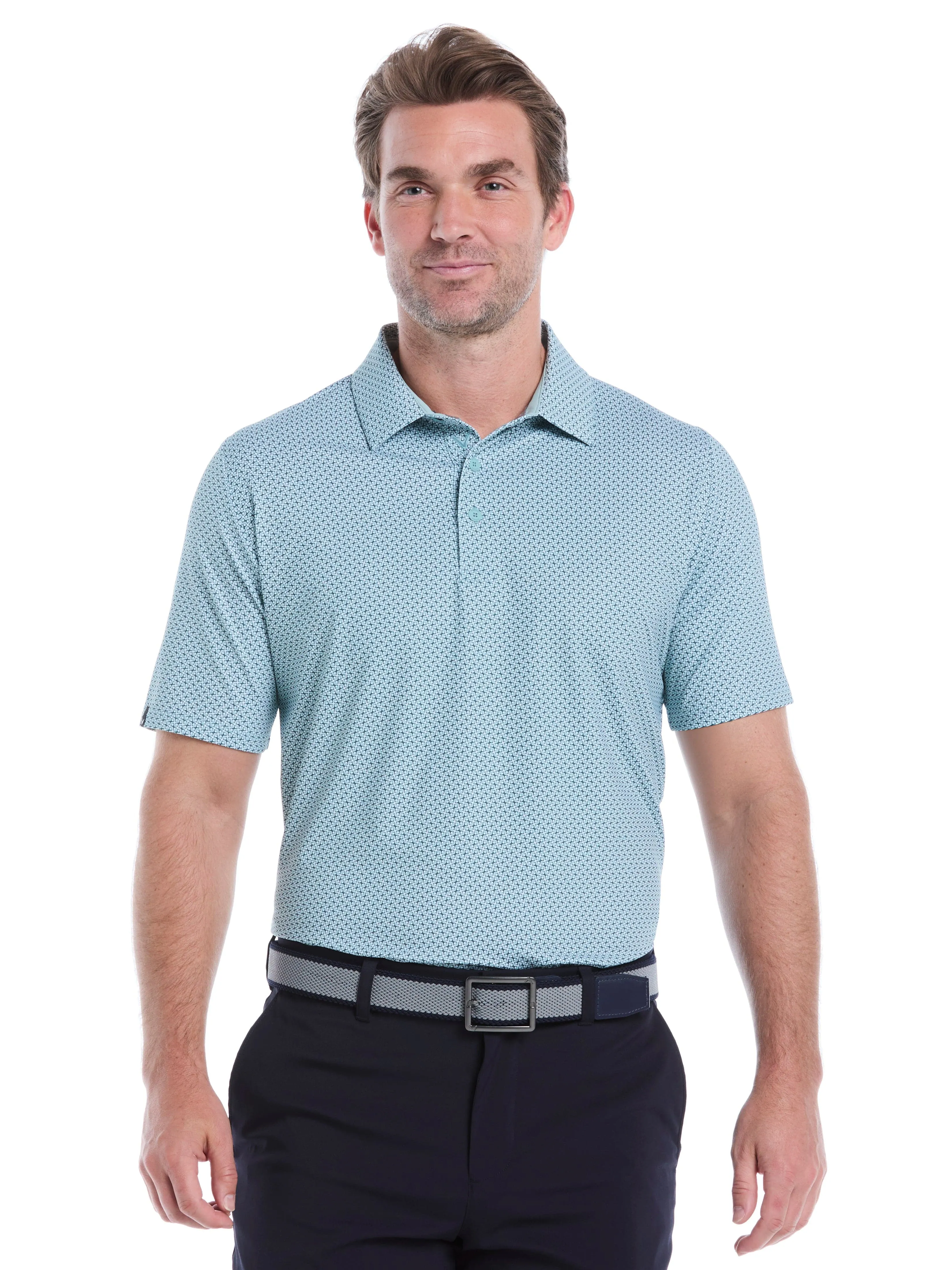 Mens Chevron Print Golf Polo Shirt Modern Fashion