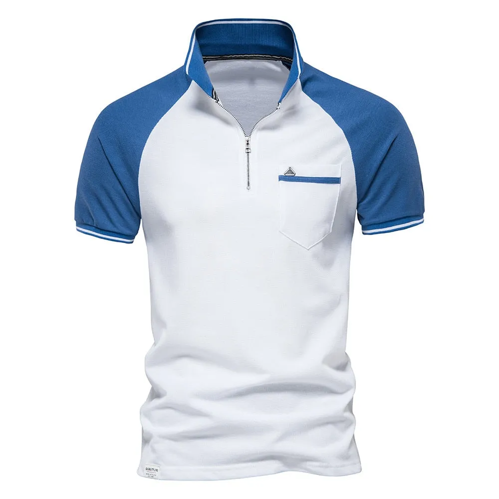 Flexible Fit West Louis? Men Cotton Front Pocket Business Style Polo Shirt