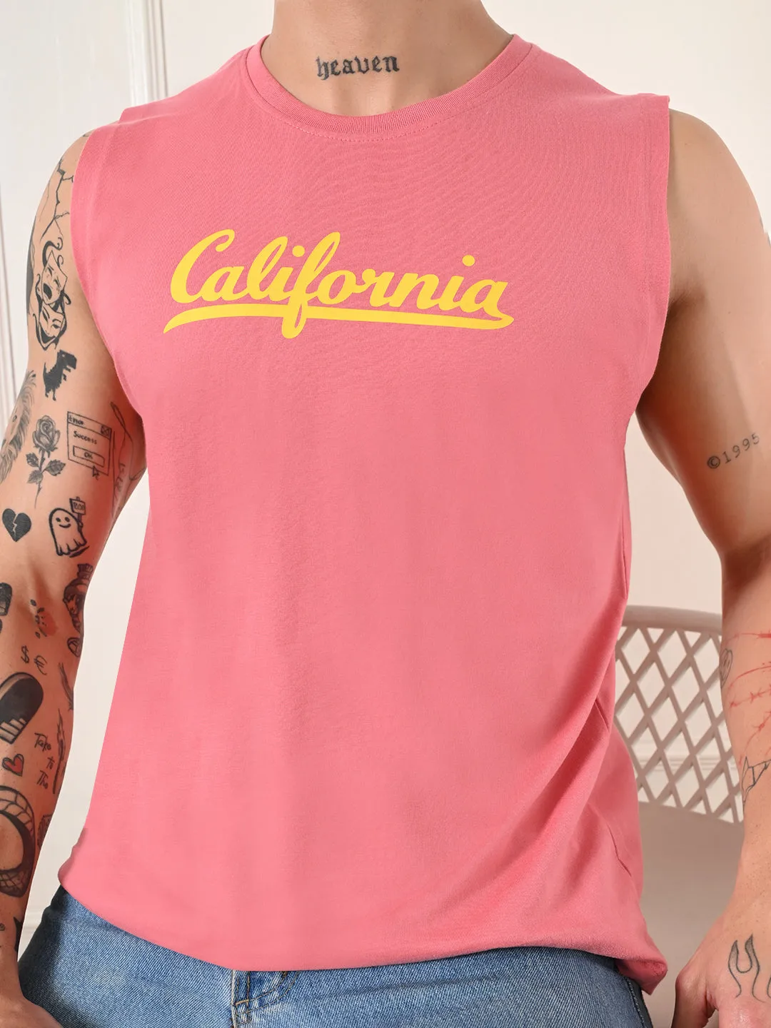 Laid-Back Outfit Easy-Wear California Cotton Sando ?C Peach