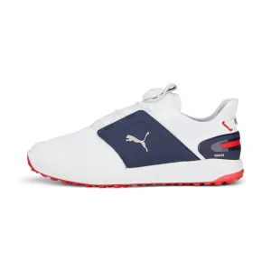 IGNITE ELEVATE DISC Spikeless Golf Shoes | Puma White / Puma Silver / Puma Navy BreathableUpper Elastic laces
