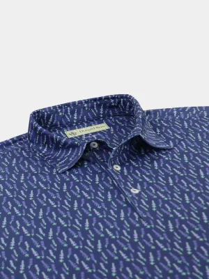 Donald Ross Mens Lavender Print Polo - NAVY/ LILAC / CUCUMBER Everyday Fashion Comfortable Wear
