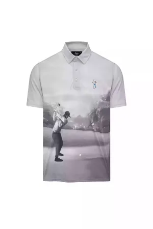 Canvas Print Snap Placket Polo cotton shirt UV Protection