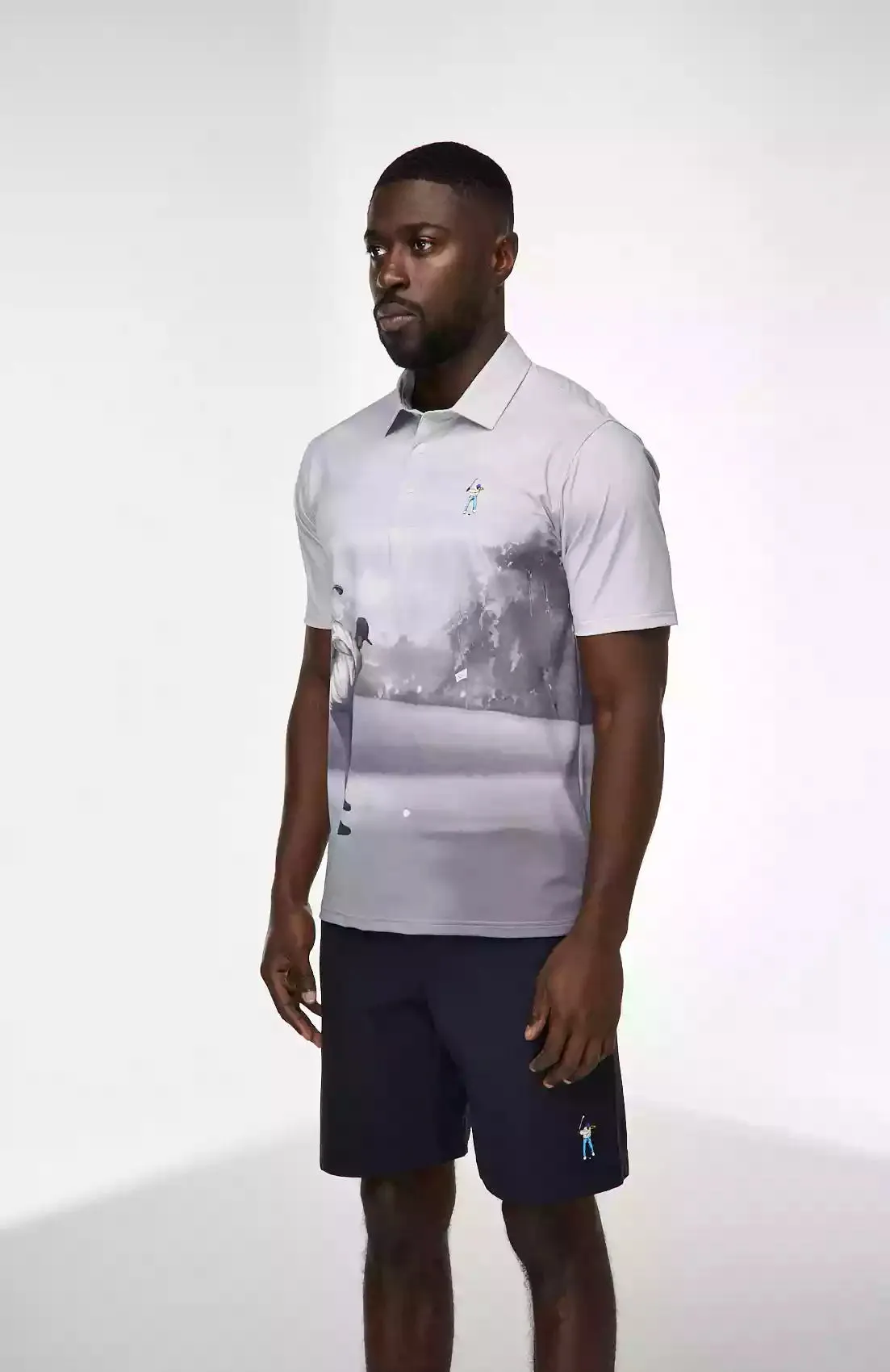 Fresh Comfort Canvas Print Snap Placket Polo