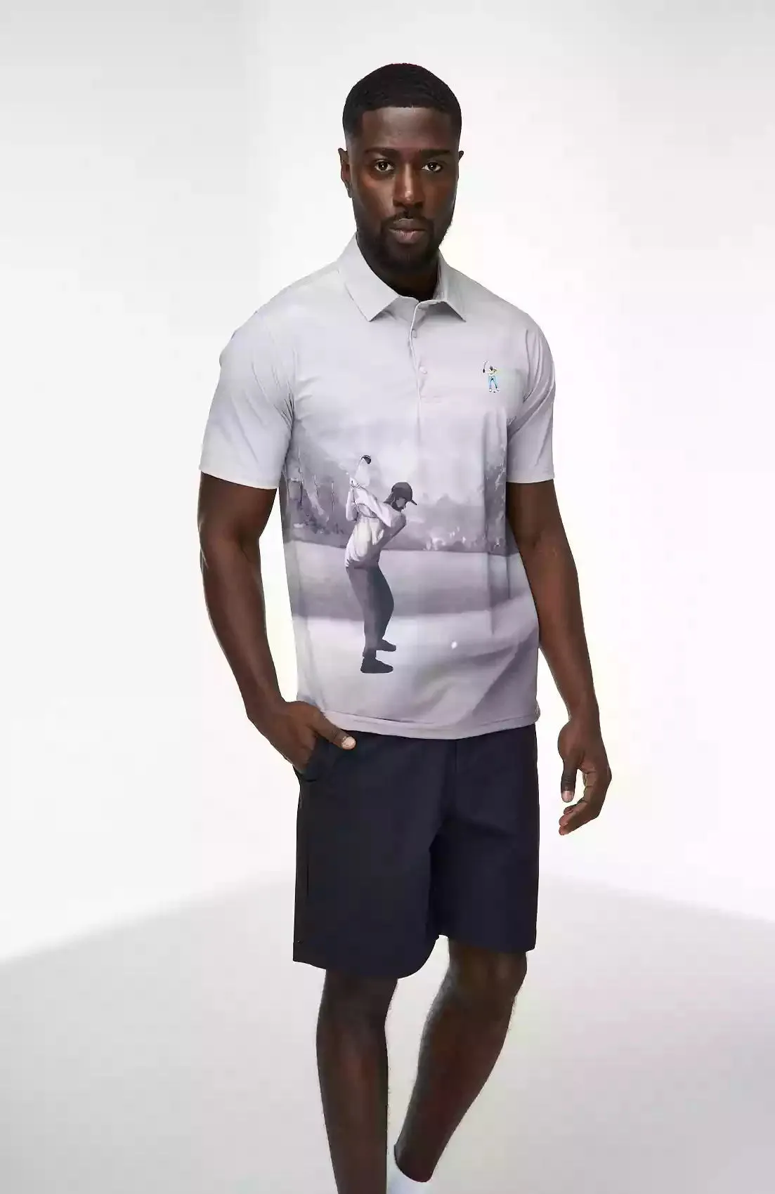 Essential Wear AllPurpose Knitting Canvas Print Snap Placket Polo