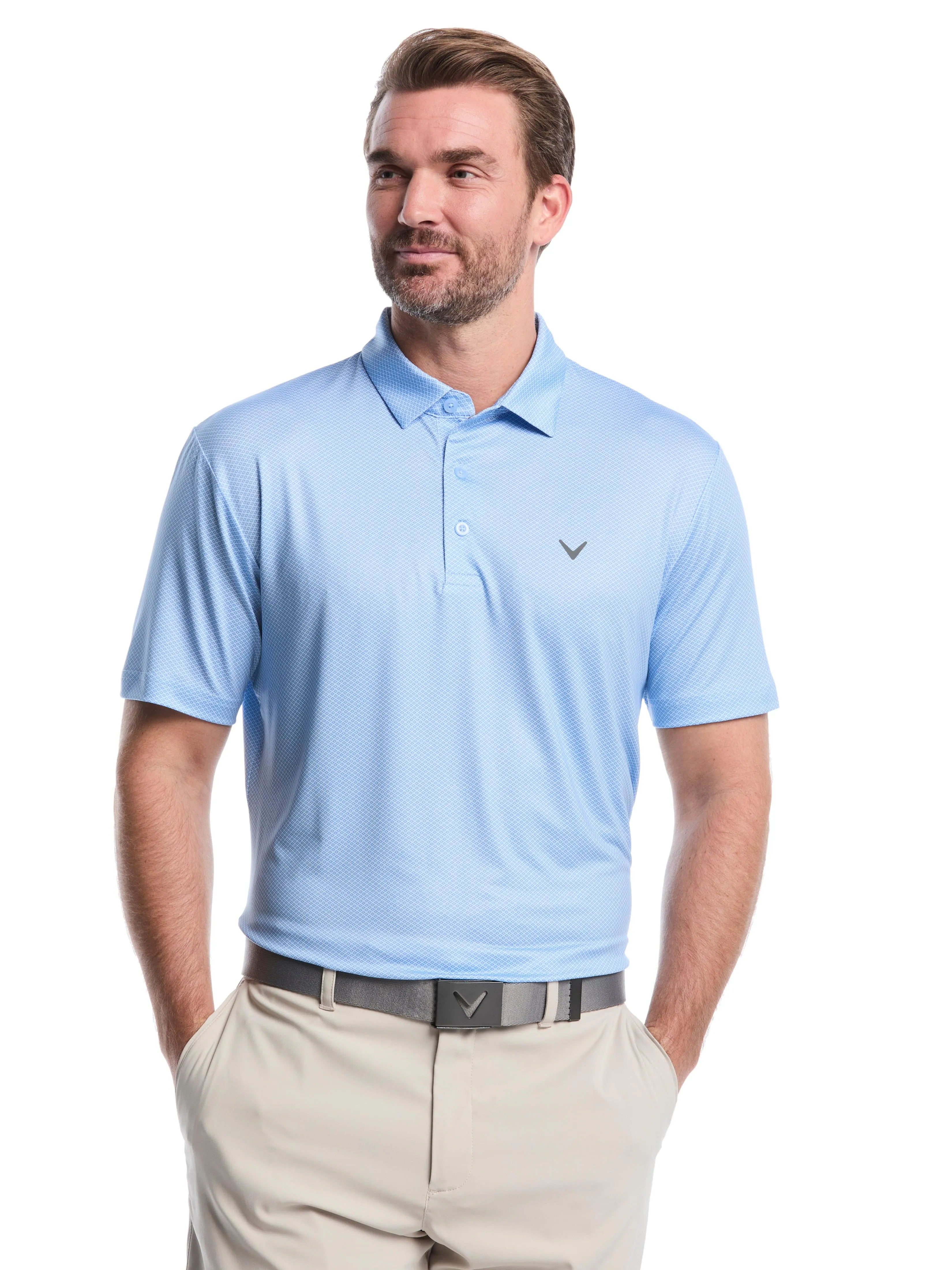 Mens Heather Geo Print Golf Polo Sporty Vibe
