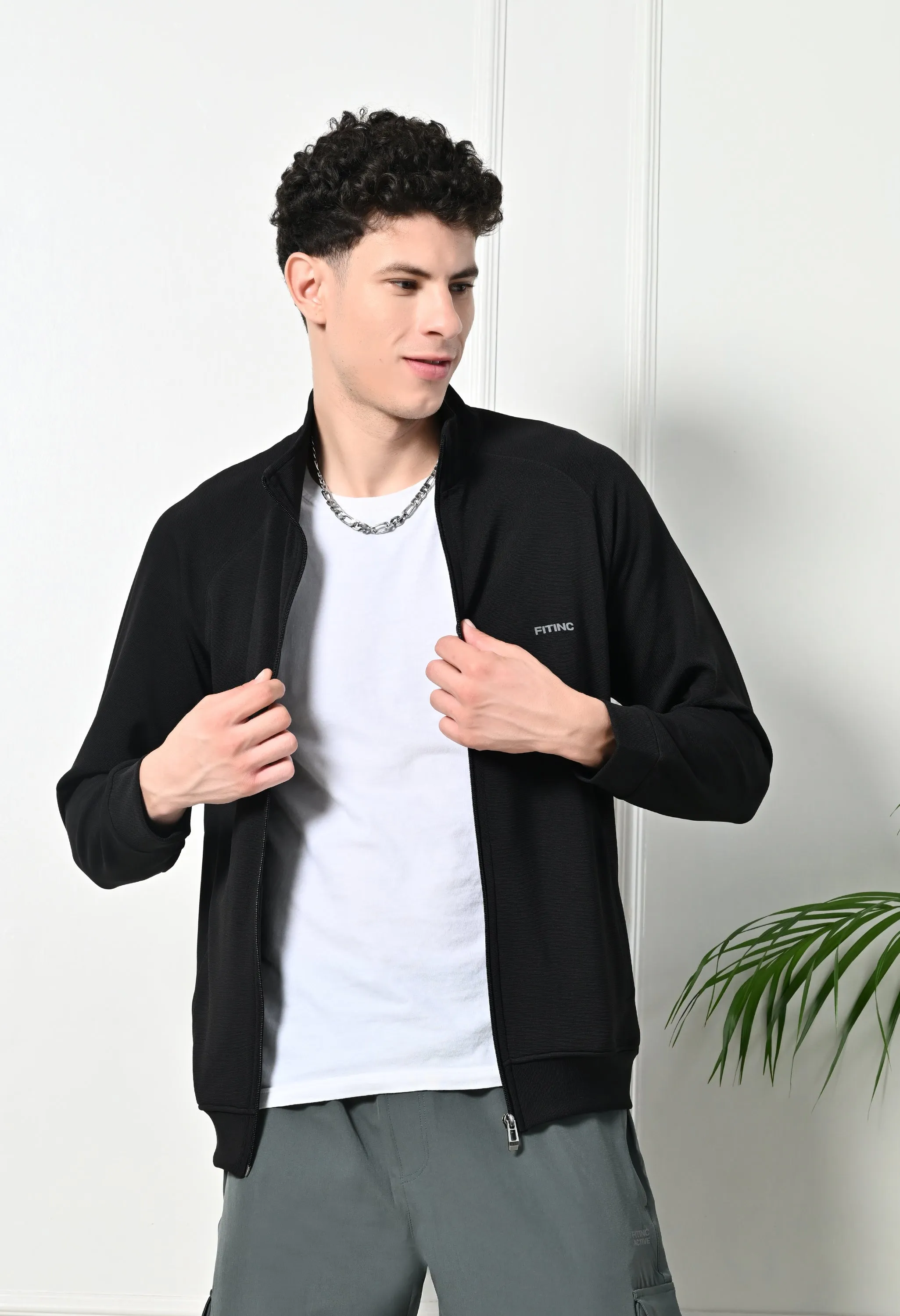 Athletic Stretch Jacket - Black Cold Weather Gear AntiPillingCloth