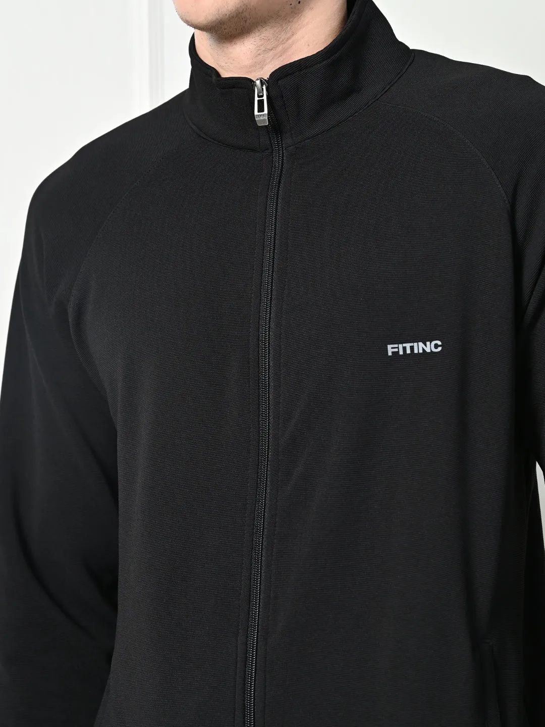 Athletic Stretch Jacket - Black DoubleLayered Structure