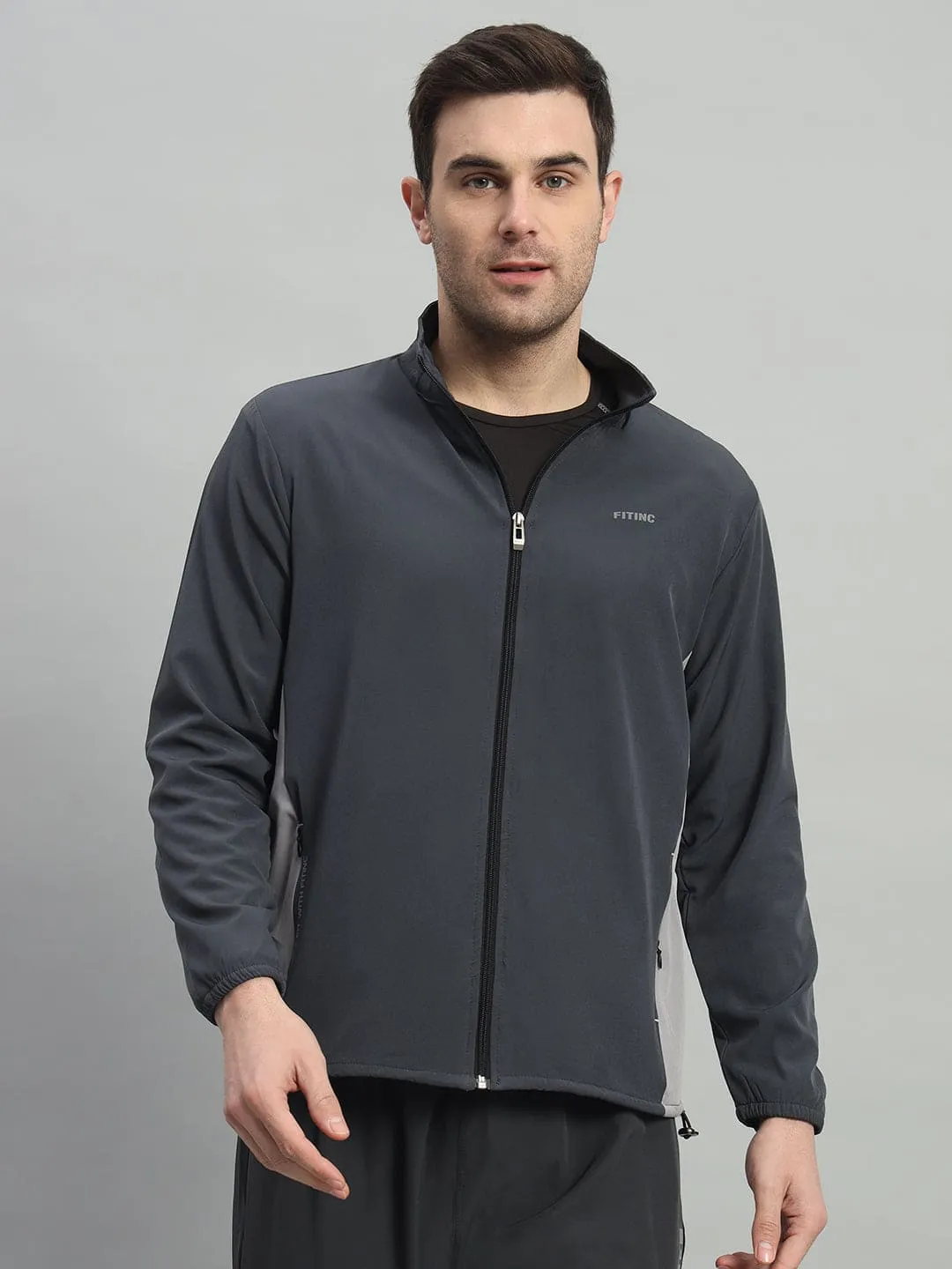 Two-Tone Sports Jacket - Dark & Light Grey Smart Fit Stream Fit