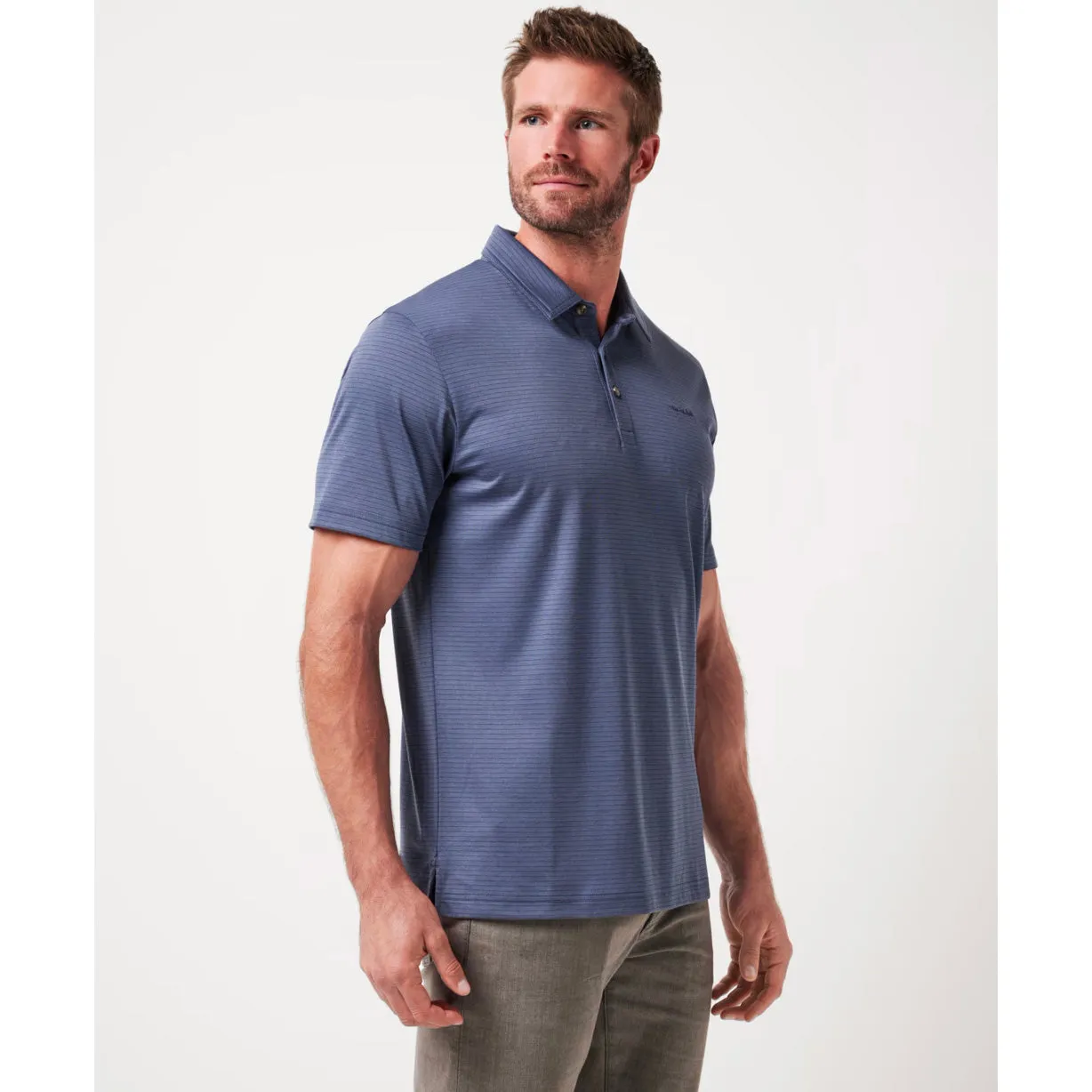 Travis Mathew The Zinna 2.0 Golf Shirt - Mood Indigo/Vintage Indigo Durable Fabric Layered Look