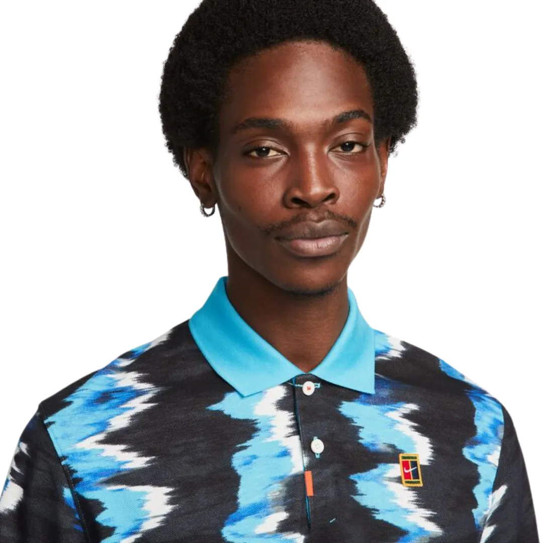 Mesh Lined Back Nike Polo Men Printed Slim-Fit - Baltic Blue