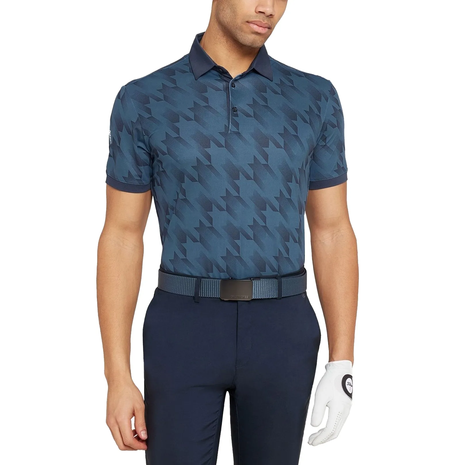 Recycled Polyester Mix Galvin Green Miles Breathable Golf Polo Shirt - Moonlight Blue/Navy