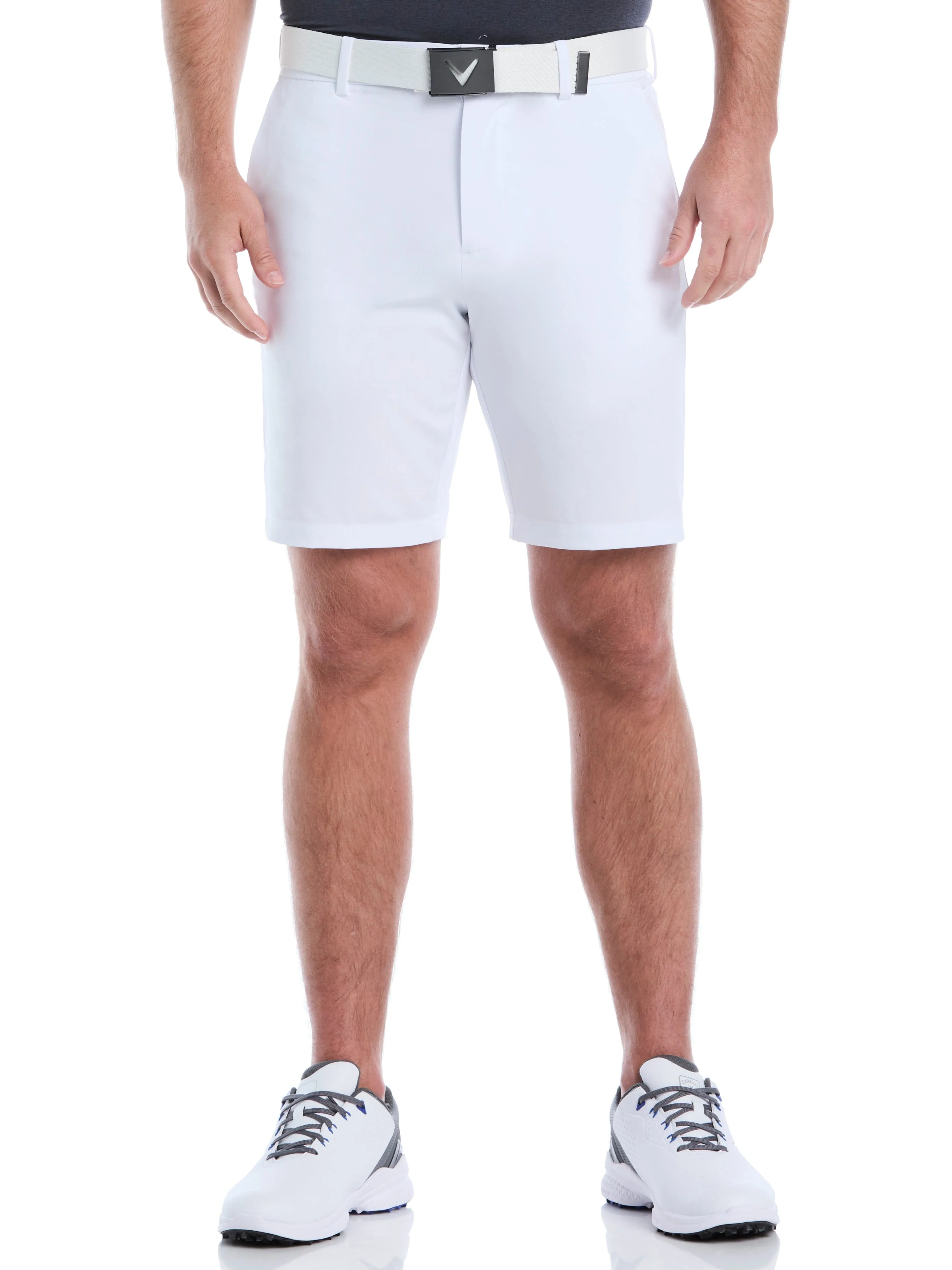 Mens 9" Flat Front Solid Golf Short Flexible Support Fitness Ready