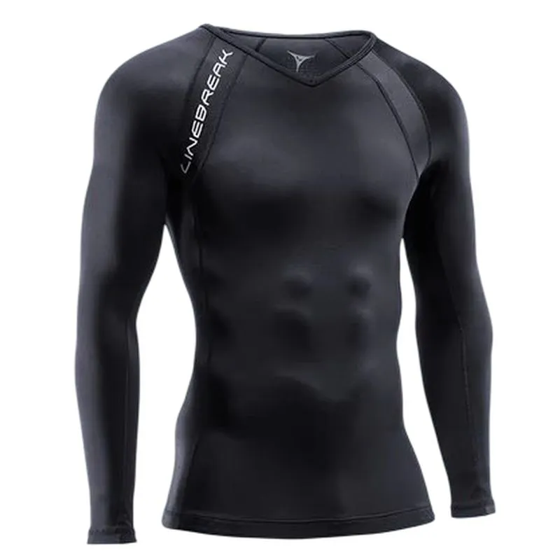 Athletic Wear Cotton Blend Linebreak Mens Longsleeve Compression Top