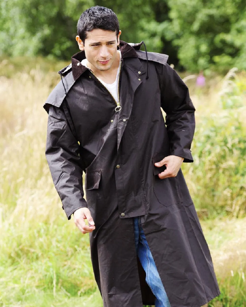 Bronte Long Wax Cotton Coat Match Fit