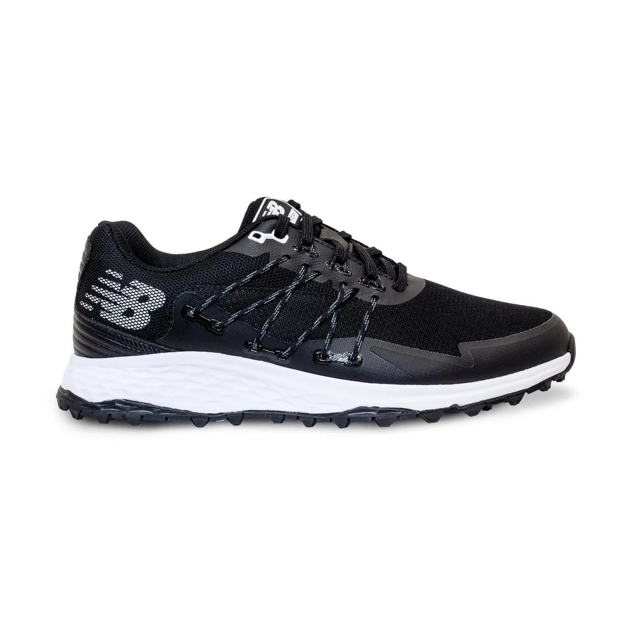 New Balance Mens Fresh Foam Pace SL Golf Shoe - BLACK / WHITE Swing Precision Drive Ready
