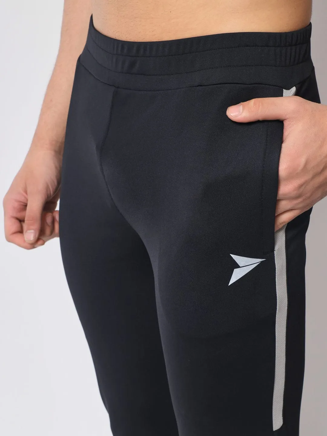 Timeless Comfort Wear Plaid detail Max Stretch Slim Fit Track Pant - Black