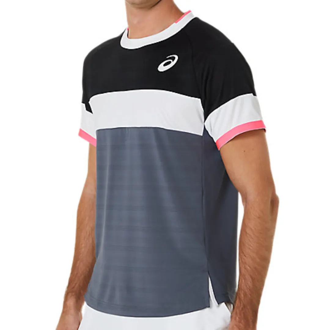 Easy Fit Active Wear Fit Asics Match Short Sleeved Men Top - Performance Black/Carrier Grey