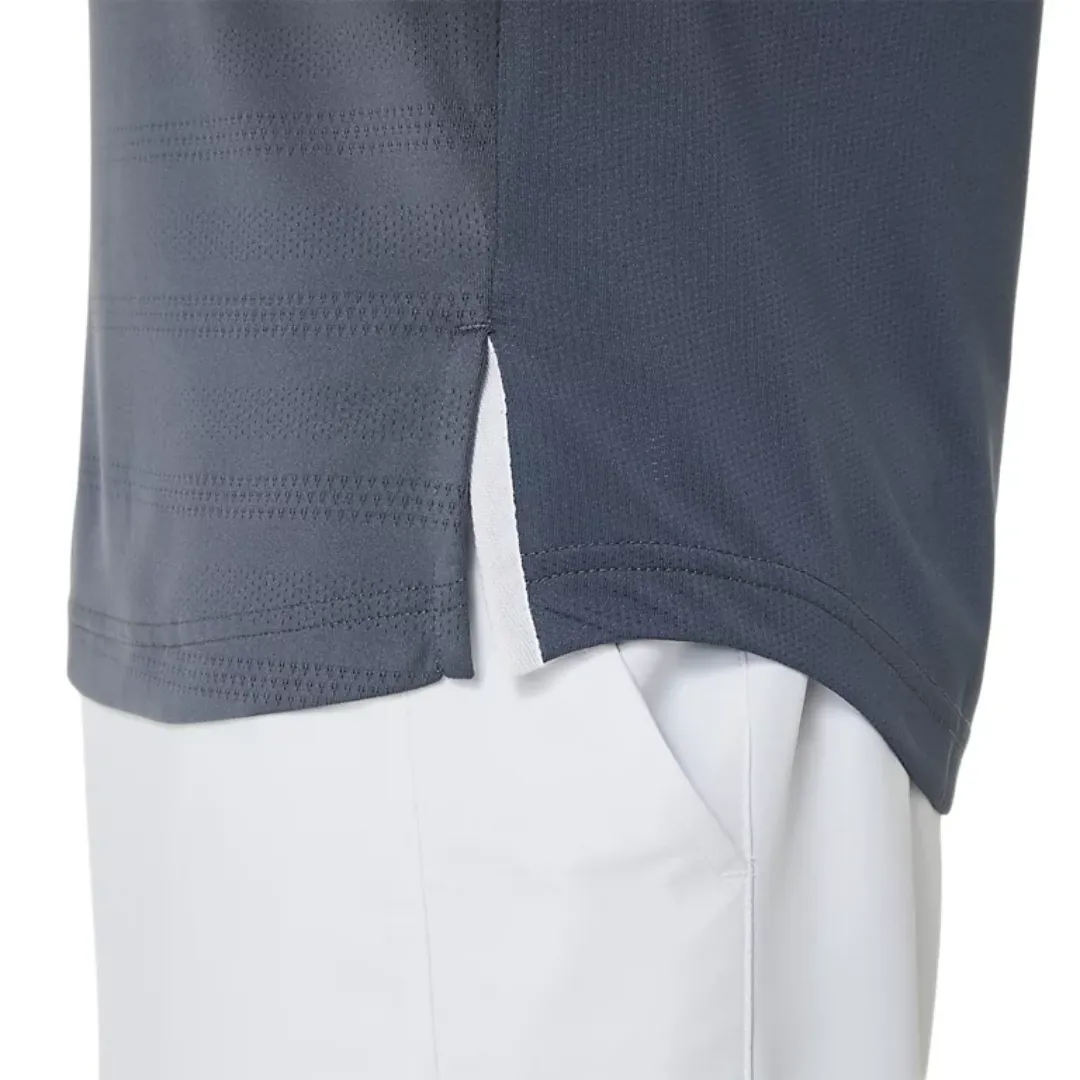 Preppy BiodegradableMaterial Asics Match Short Sleeved Men Top - Performance Black/Carrier Grey