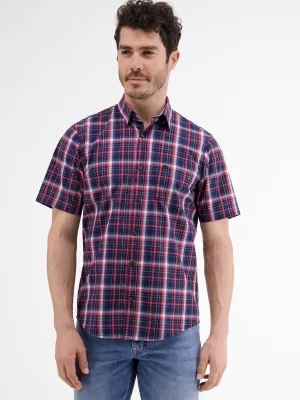 Men's Plaid Dress Shirt,Navy/Red Road Trip Ready
