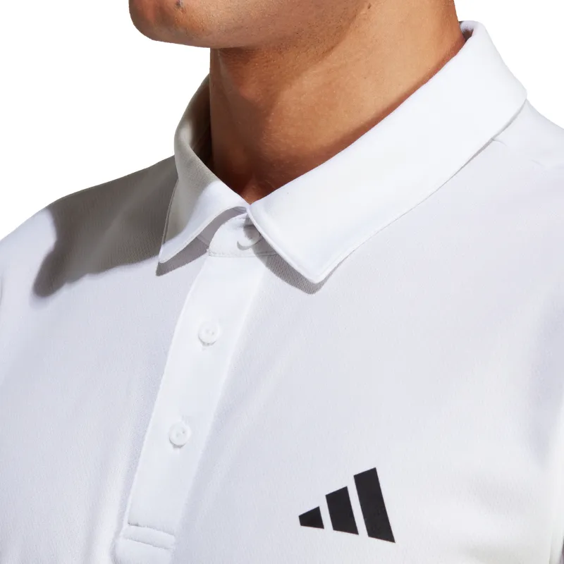 Adidas Mens Tennis Fab Polo Shirt - White DoubleLayered Hem Binding