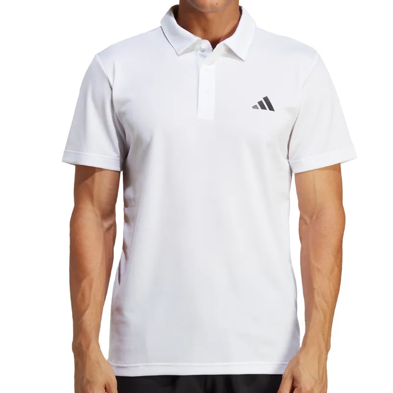 Adidas Mens Tennis Fab Polo Shirt - White Contrast Trim Detail Unisex wear