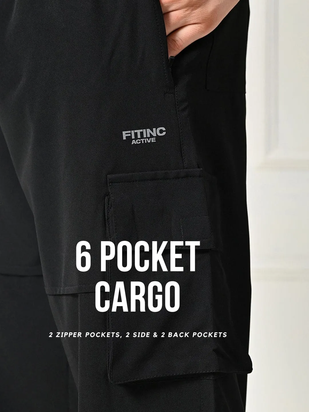 All-Purpose 6-Pocket Cargo Pants - Black Classic Fit Casual Stretch Wear