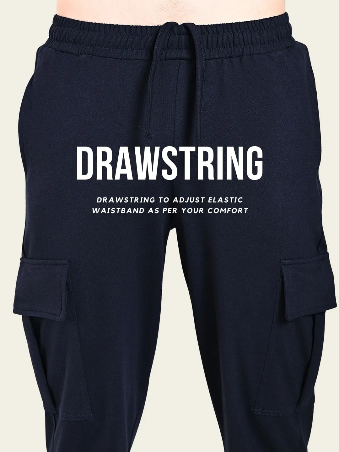 No Ride Up Utility Cargo Jogger with Pockets - Navy Blue