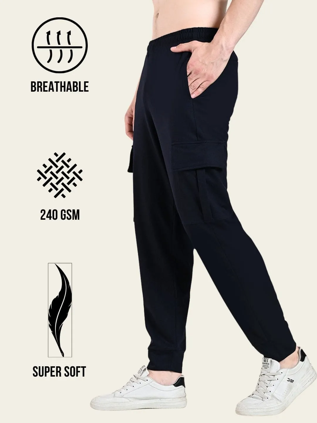 Utility Cargo Jogger with Pockets - Navy Blue Smooth Finish