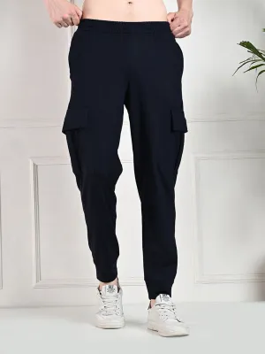 Versatile Wearable Smooth Finish Utility Cargo Jogger with Pockets - Navy Blue